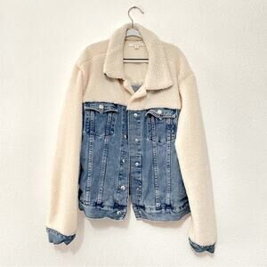 Pacsun Sherpa denim jean jacket med wash